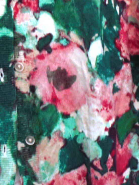 Talbots Green Floral Print Charming Cardigan L - Picture 2 of 2